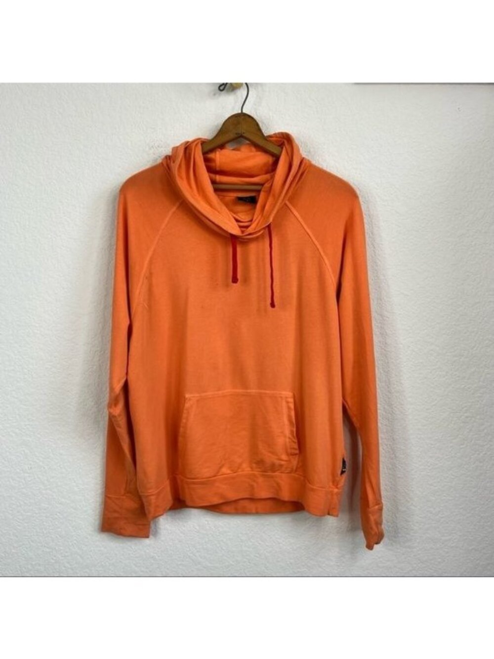 Monrow Cowl Neck Hoodie Orange Funnel Neck Sweatshirt